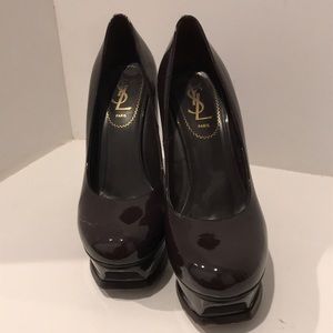 Size 37.5 purple patent leather ysl pumps